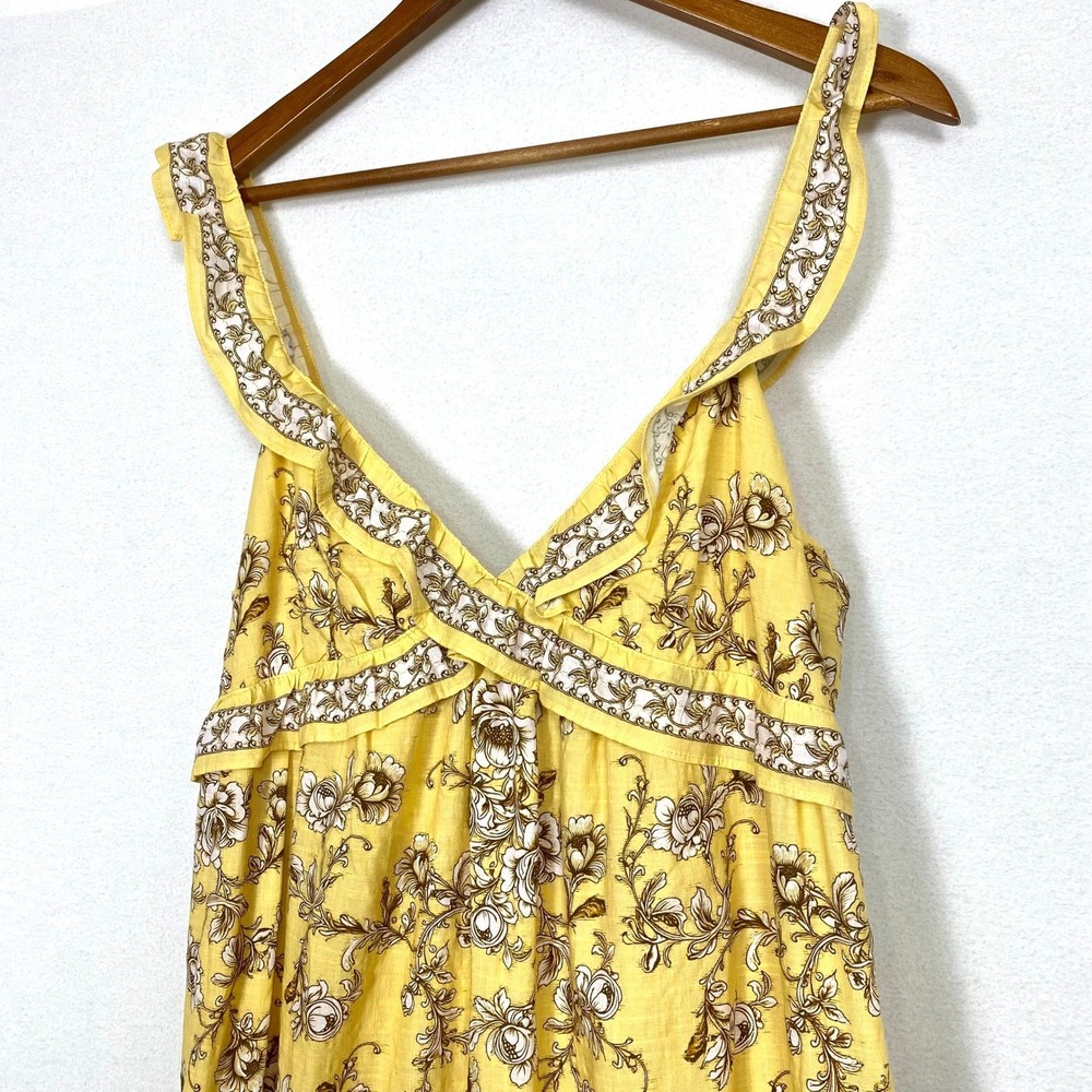 Anthropologie Max Studio $198 Medium Maxi Dress Butter Yellow Cottage Coquette M - Picture 3 of 8